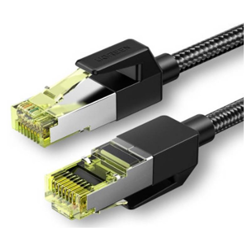 UGREEN NW150 Kabel sieciowy w oplocie, Ethernet RJ45, Cat.7, F/FTP, 0.5m (czarny)