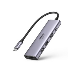 Adapter 5w1 UGREEN CM511, Hub USB-C do 2x USB,HDMI, USB-C, TF/SD (szary)