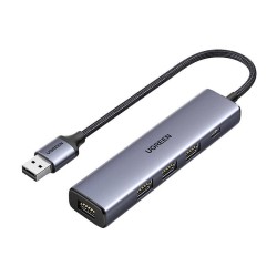 Hub UGREEN 5w1 Adapter, USB do 4x USB 3.0 	CM473-20805 (szary)