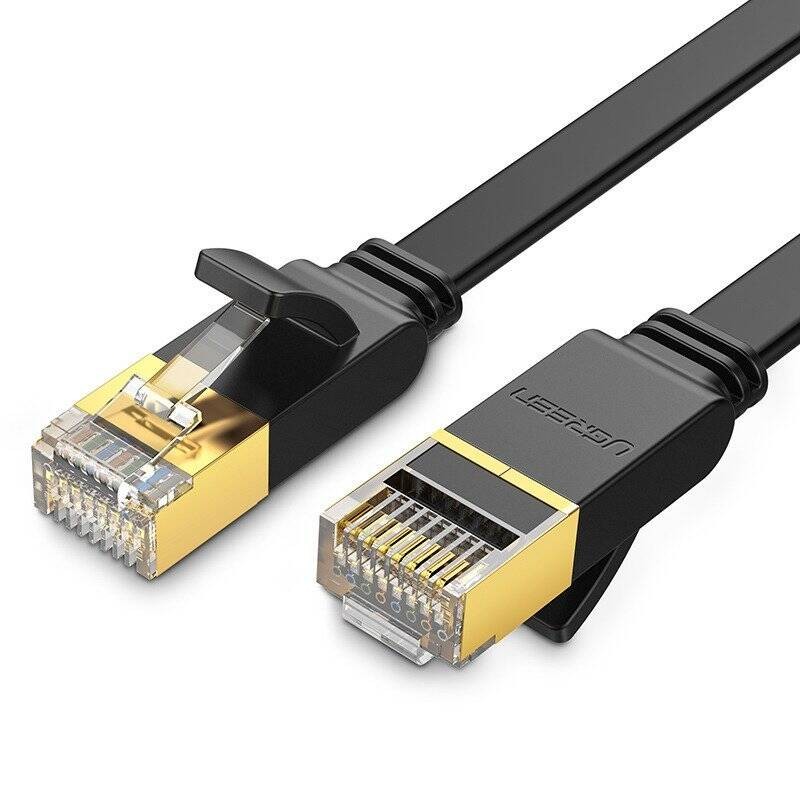 Płaski kabel sieciowy UGREEN NW106 Ethernet RJ45, Cat.7, STP, 1m (czarny)