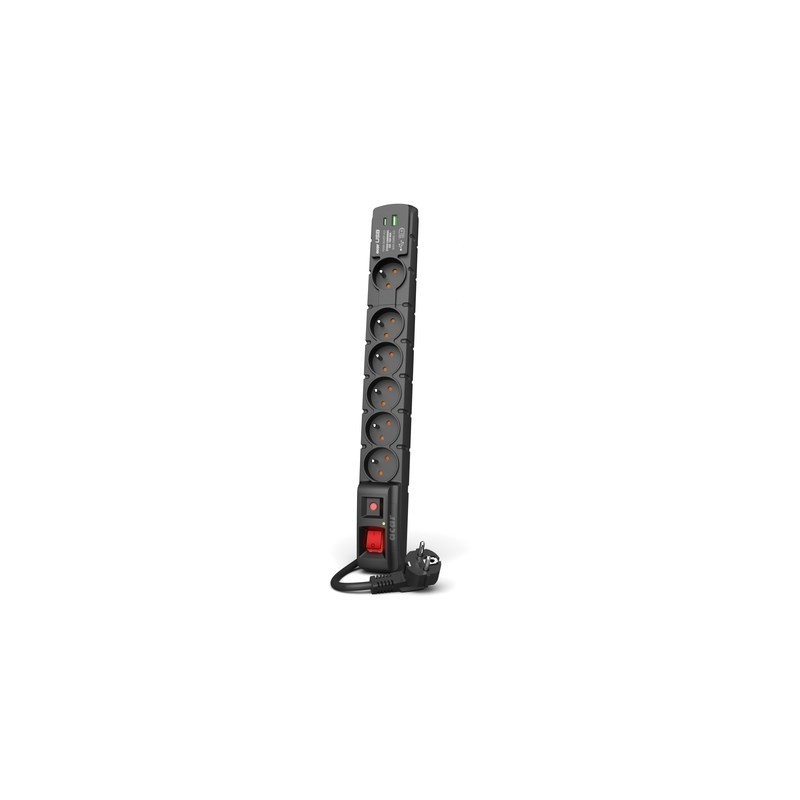 LISTWA ZASILAJĄCA ACAR S6 USB A+C 1.5M 6X 230V PL PD 3.0 QC CZARNA