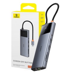 Hub 10w1 Baseus Metal Gleam II Series, USB-C do 1xHDMI, USB-A (10Gbps), USC-C, 2xUSB-A, Ethernet RJ45, karta SD/TF, mini-jack 3,