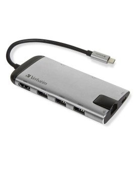 VERBATIM MULTIPORT USB-C 3.1, 3X USB 3.0, HDMI 4K, RJ45, SD/MICRO SD 49142