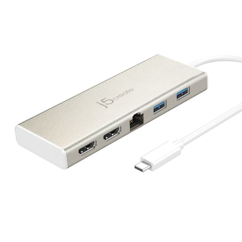 j5create JCD381 USB 3.2 Gen 1 (3.1 Gen 1) Type-C Beżowy, Biały