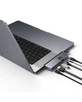 HYPER DUO PRO 7-in-2 USB-C Hub USB Type-C 104 Mbit/s Szary