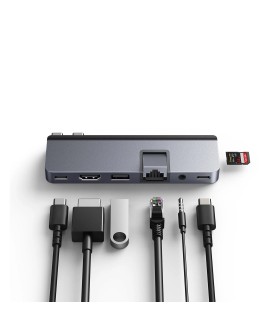 HYPER DUO PRO 7-in-2 USB-C Hub USB Type-C 104 Mbit/s Szary