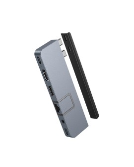 HYPER DUO PRO 7-in-2 USB-C Hub USB Type-C 104 Mbit/s Szary
