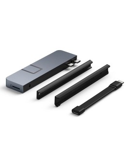 HYPER DUO PRO 7-in-2 USB-C Hub USB Type-C 104 Mbit/s Szary