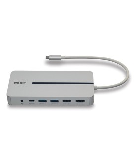 Lindy 43360 stacja dokująca Przewodowa USB 3.2 Gen 1 (3.1 Gen 1) Type-C Srebrny, Biały