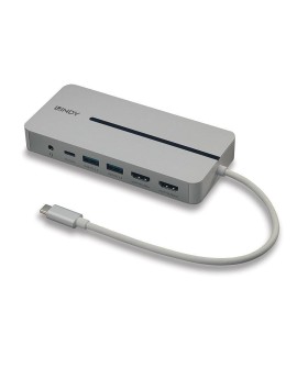 Lindy 43360 stacja dokująca Przewodowa USB 3.2 Gen 1 (3.1 Gen 1) Type-C Srebrny, Biały