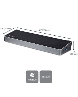 StarTech.com DK30CH2DPPDU stacja dokująca Przewodowa USB 3.2 Gen 1 (3.1 Gen 1) Type-C Czarny, Srebrny
