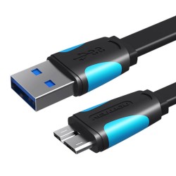 Płaski kabel USB3.0 A do Micro B Vention VAS-A12-B050 0,5m czarny