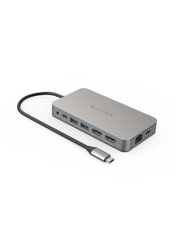 HYPER Dual 4K HDMI 10-in-1 USB-C Hub For M1/M2 MacBooks USB Type-C 104 Mbit/s Srebrny