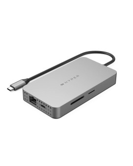 HYPER Dual 4K HDMI 10-in-1 USB-C Hub For M1/M2 MacBooks USB Type-C 104 Mbit/s Srebrny