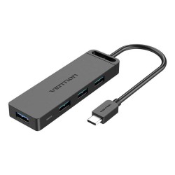 Hub USB-C 3.0 do 4 portów z zasilaczem Vention TGKBD 0,5m Czarny ABS