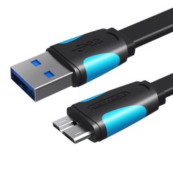 Płaski kabel USB3.0 A męski do Micro B męski Vention VAS-A12-B200 2m czarny