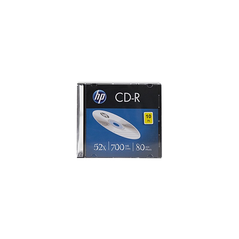 HP CD-R, CRE00085-3, 69310, 10-pack, 700MB, 52x, 80min., 12cm, bez możliwości nadruku, slim case, do archiwizacji danych