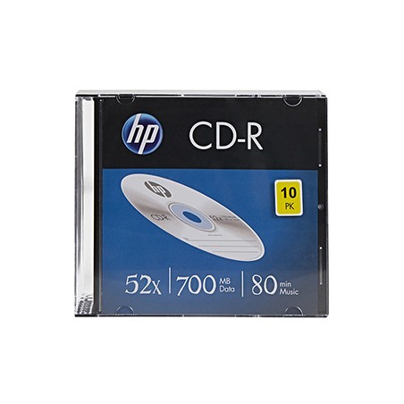 HP CD-R, CRE00085-3, 69310, 10-pack, 700MB, 52x, 80min., 12cm, bez możliwości nadruku, slim case, do archiwizacji danych