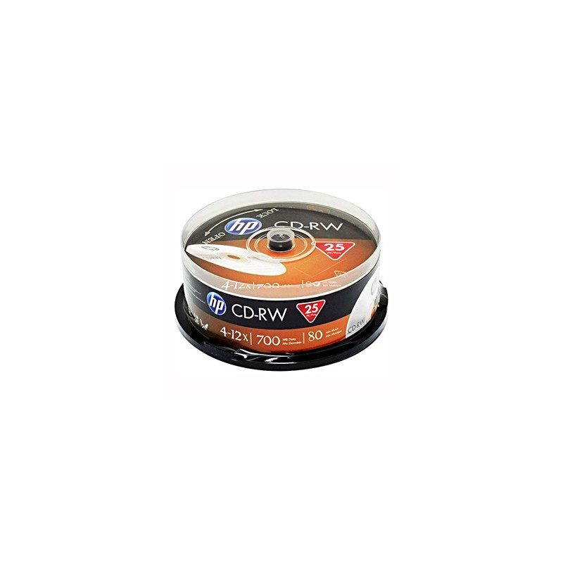 HP CD-RW, CWE00019-3, 69313, bez możliwości nadruku, 25 pack, 700MB, 4-12x, 80min., 12cm, cake box, do archiwizacji danych