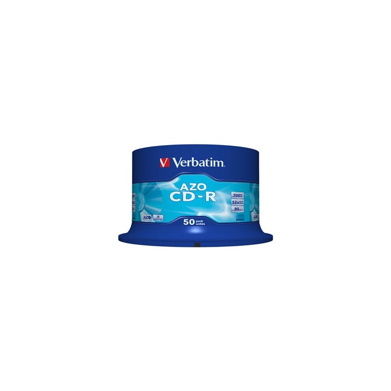 Verbatim CD-R, 43343, AZO Crystal, 50-pack, 700MB, 52x, 80min., 12cm, bez możliwości nadruku, spindle, do archiwizacji danych