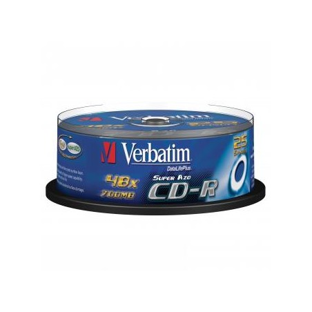 Verbatim CD-R, 43352, AZO Crystal, 25-pack, 700MB, 52x, 80min., 12cm, bez możliwości nadruku, cake box, do archiwizacji danych