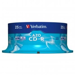 Verbatim CD-R, 43352, AZO Crystal, 25-pack, 700MB, 52x, 80min., 12cm, bez możliwości nadruku, cake box, do archiwizacji danych