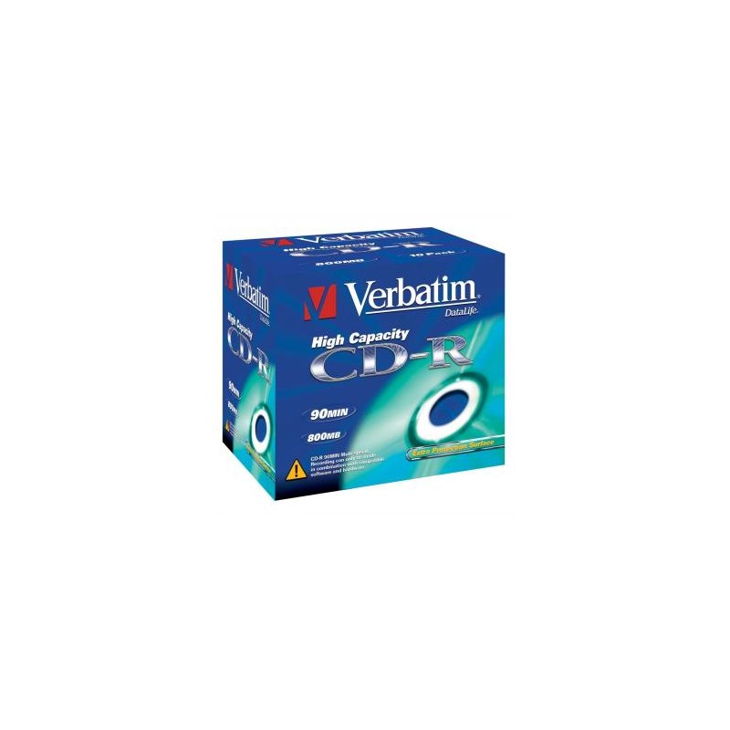 Verbatim CD-R, 43428, High Capacity, 10-pack, 800MB, 40x, 90min., 12cm, bez możliwości nadruku, jewel box, do archiwizacji danyc
