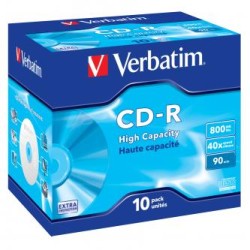 Verbatim CD-R, 43428, High Capacity, 10-pack, 800MB, 40x, 90min., 12cm, bez możliwości nadruku, jewel box, do archiwizacji danyc