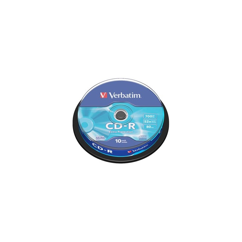 Verbatim CD-R, 43437, Extra Protection, 10-pack, 700MB, 52x, 80min., 12cm, bez możliwości nadruku, cake box, do archiwizacji dan