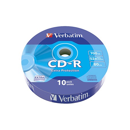 Verbatim CD-R, 43725, Extra Protection, 10-pack, 700MB, 52x, 80min., 12cm, bez możliwości nadruku, wrap, do archiwizacji danych