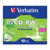 Verbatim CD-RW, 43148, SERL Scratch Resistant, 10-pack, 700MB, 12x, 80min., 12cm, bez możliwości nadruku, jewel box, do archiwiz
