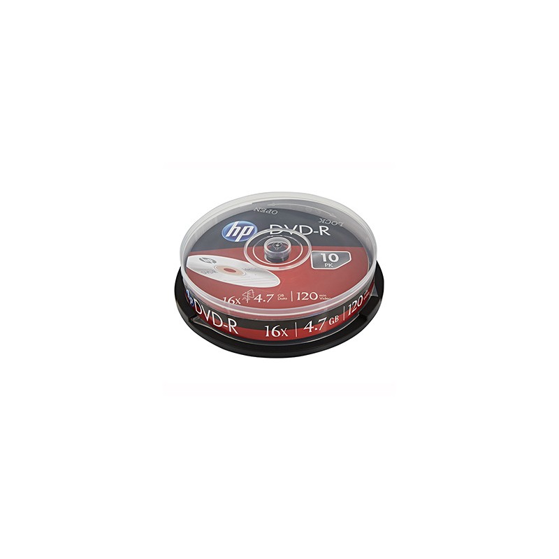 HP DVD+R, DRE00027-3, 4.7GB, 16x, cake box, 10-pack, bez możliwości nadruku, 12cm, do archiwizacji danych