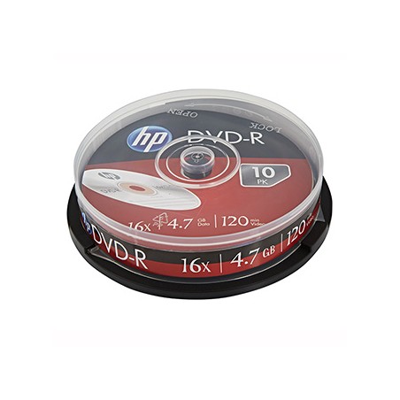 HP DVD+R, DRE00027-3, 4.7GB, 16x, cake box, 10-pack, bez możliwości nadruku, 12cm, do archiwizacji danych