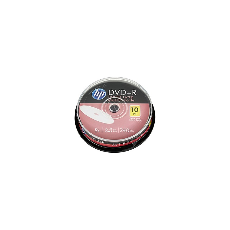 HP DVD+R DL, Double Layer Inkjet Printable, DRE00060WIP-3, 8.5GB, 8x, cake box, 10-pack, 12cm, do archiwizacji danych