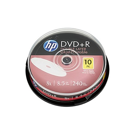 HP DVD+R DL, Double Layer Inkjet Printable, DRE00060WIP-3, 8.5GB, 8x, cake box, 10-pack, 12cm, do archiwizacji danych