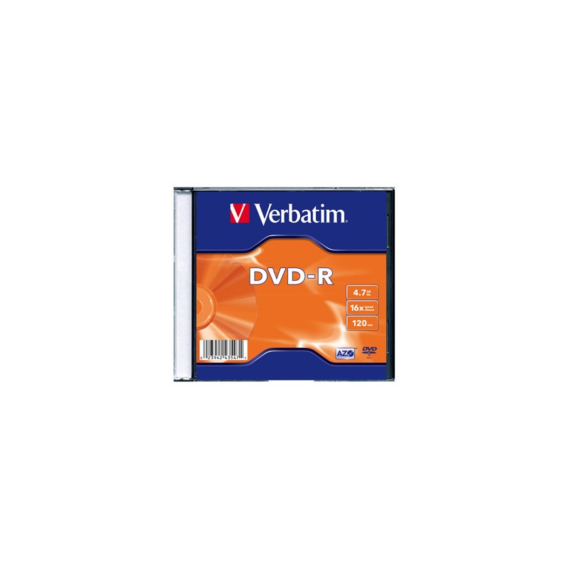 Verbatim DVD-R, Matt Silver, 43547, 4.7GB, 16x, slim box, 1 ks, bez możliwości nadruku, 12cm, do archiwizacji danych