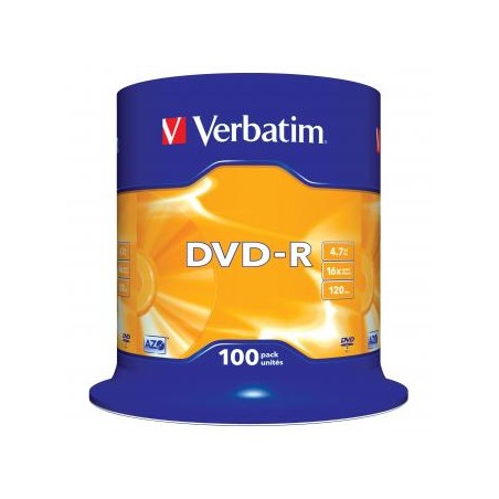 Verbatim DVD-R, Matt Silver, 43549, 4.7GB, 16x, spindle, 100-pack, bez możliwości nadruku, 12cm, do archiwizacji danych