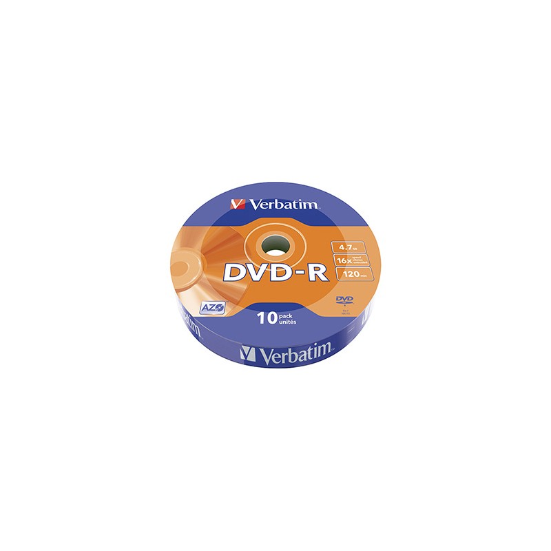 Verbatim DVD-R, Matt Silver, 43729, 4.7GB, 16x, cake box, 10-pack, bez możliwości nadruku, 12cm, do archiwizacji danych