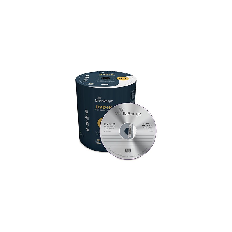 MediaRange DVD+R, mr443, 4.7GB, 16x, spindle, 100-pack, bez możliwości nadruku, 12cm, do archiwizacji danych