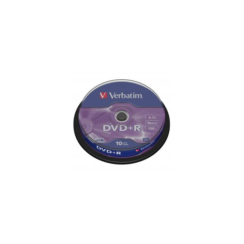 Verbatim DVD+R, Matt Silver, 43498, 4.7GB, 16x, spindle, 10-pack, bez możliwości nadruku, 12cm, do archiwizacji danych
