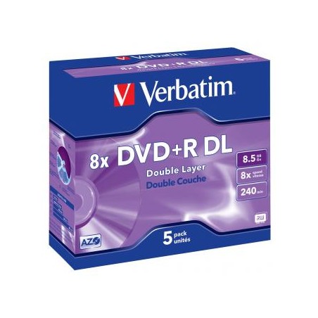 Verbatim DVD+R DL, Double Layer Matt Silver, 43541, 8.5GB, 8x, jewel box, 5-pack, bez możliwości nadruku, 12cm, do archiwizacji 