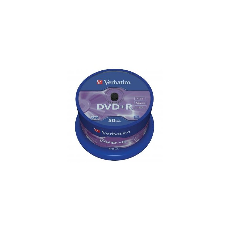 Verbatim DVD+R, Matt Silver, 43550, 4.7GB, 16x, spindle, 50-pack, bez możliwości nadruku, 12cm, do archiwizacji danych