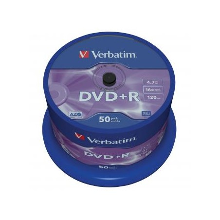 Verbatim DVD+R, Matt Silver, 43550, 4.7GB, 16x, spindle, 50-pack, bez możliwości nadruku, 12cm, do archiwizacji danych