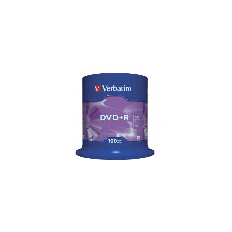 Verbatim DVD+R, Matt Silver, 43551, 4.7GB, 16x, spindle, 100-pack, bez możliwości nadruku, 12cm, do archiwizacji danych