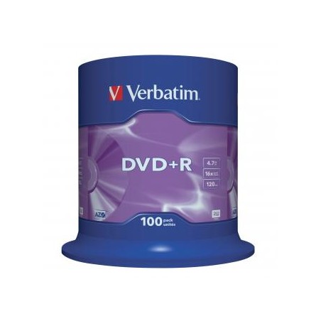 Verbatim DVD+R, Matt Silver, 43551, 4.7GB, 16x, spindle, 100-pack, bez możliwości nadruku, 12cm, do archiwizacji danych
