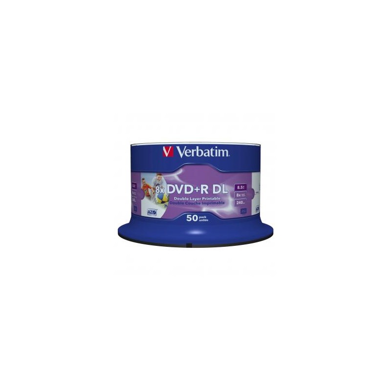 Verbatim DVD+R DL, Double Layer Wide Inkjet Printable, 43703, 8.5GB, 8X, spindle, 50-pack, 12cm, do archiwizacji danych
