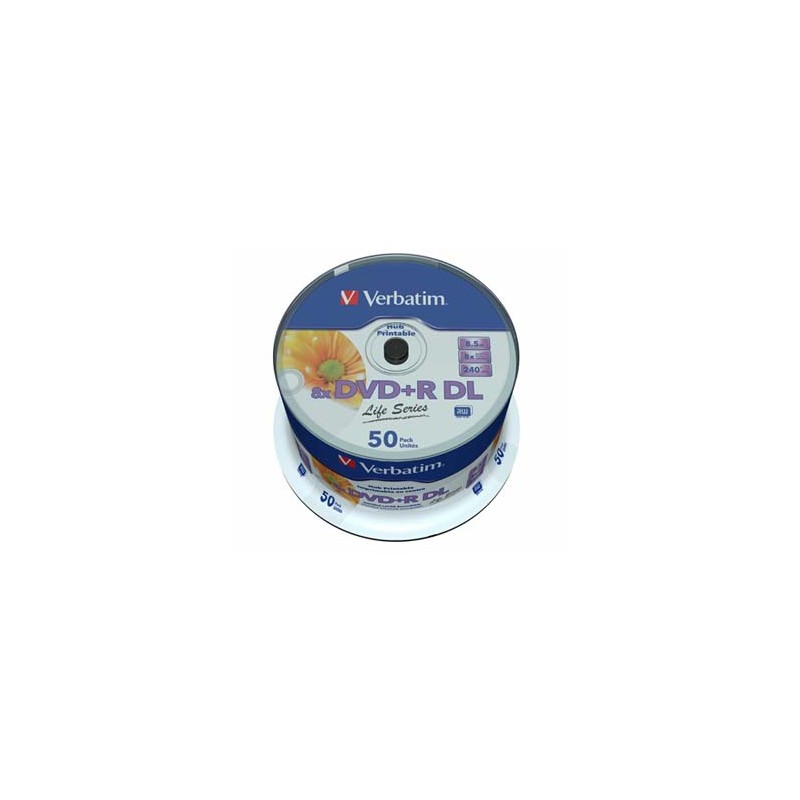Verbatim DVD+R DL, Double Layer Inkjet Printable, 97693, 8.5GB, 8x, spindle, 50-pack, 12cm, do archiwizacji danych