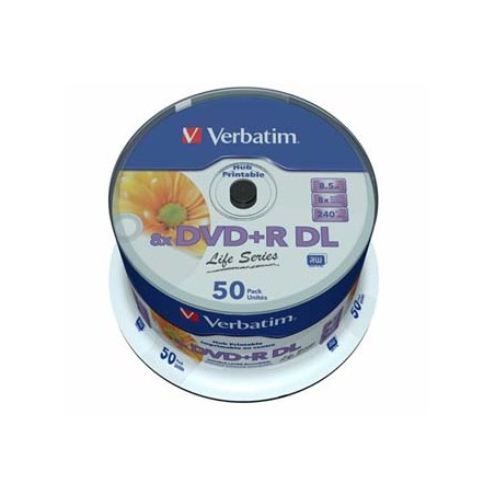 Verbatim DVD+R DL, Double Layer Inkjet Printable, 97693, 8.5GB, 8x, spindle, 50-pack, 12cm, do archiwizacji danych