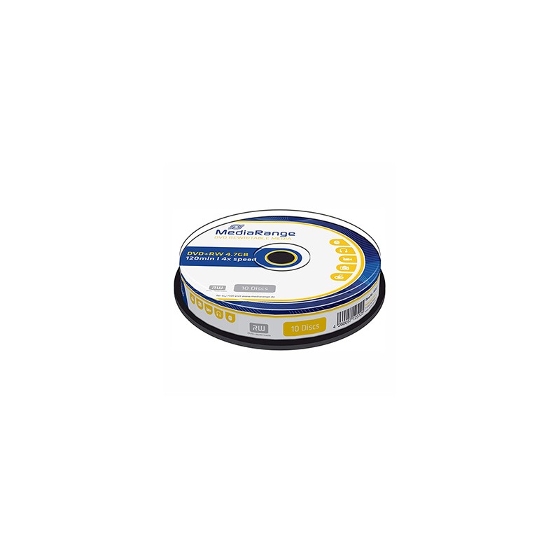 Mediarange DVD+RW, Double Layer Gnkjet Printable, MR451, 4.7GB, 4x, cake box, 10-pack, bez możliwości nadruku, 12cm, do archiwiz