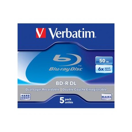 Verbatim BD-R, Dual Layer 50GB, jewel box, 43748, 6x, 5-pack, do archiwizacji danych